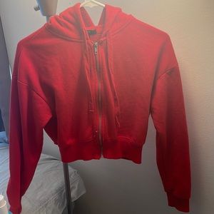 Red cropped zip up